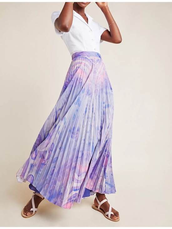 Anthropologie Dresses & Skirts - Anthropologie Siddhartha Bansal Marble-Dyed Pleated Maxi Skirt size 14 purple